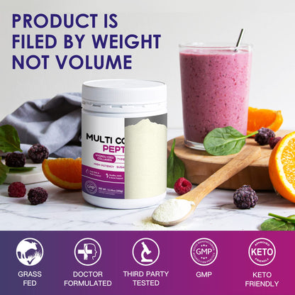 NATURE TARGET Multi Collagen Peptides Powder - Type I, II, III, V, X - Hydrolyzed Collagen Peptides with Vitamin C Hyaluronic Acid, Supports Skin Hair Nail & Joint