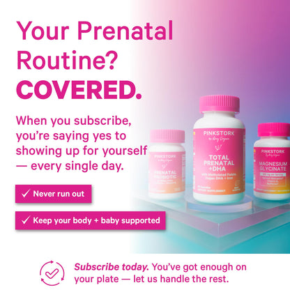 Pink Stork Total Prenatal Vitamins with DHA, Folate, Iron, Choline, and Vitamin B12 - Prenatals for Women to Support Fetal Development, Pregnancy Essentials