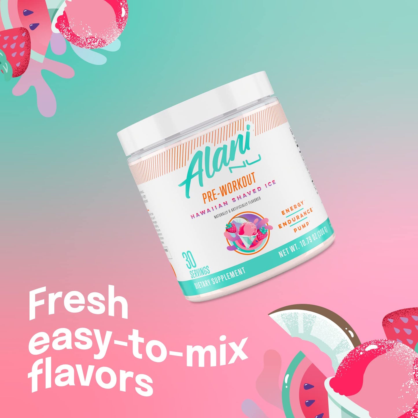 Alani Nu Pre Workout Powder Hawaiian Shaved ICE, Amino Energy Boost, Endurance Supplement, Sugar Free, 200mg Caffeine