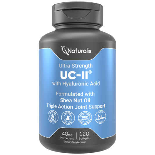 Naturalis UC-II 40 mg with Hyaluronic Acid and Shea Nut Oil | Enhanced Undenatured Type II Collagen for Better Joint Health, Mobility & Flexibility | Gluten-Free & Non-GMO | 120 Softgels Naturalis buy supplements Au