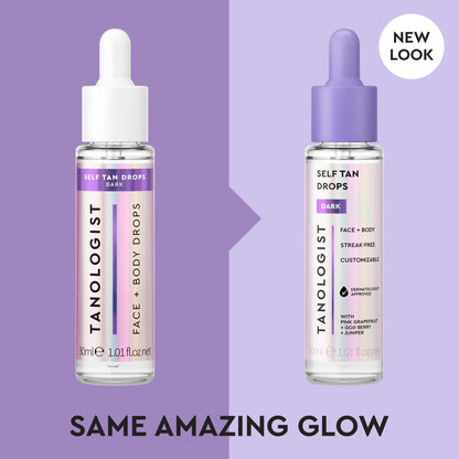 Tanologist Dark Self Tan Drops, Streak-Free Body & Face Tanning Drops, No Fake Tan Smell