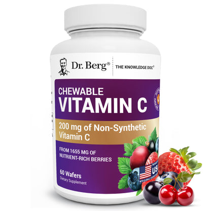 Dr. Berg Chewable Vitamin C Complex - Made with Organic, Non-GMO Berries - 60 Delicious Wafers Dr. Berg NutritionalsBuy Supplements Australia