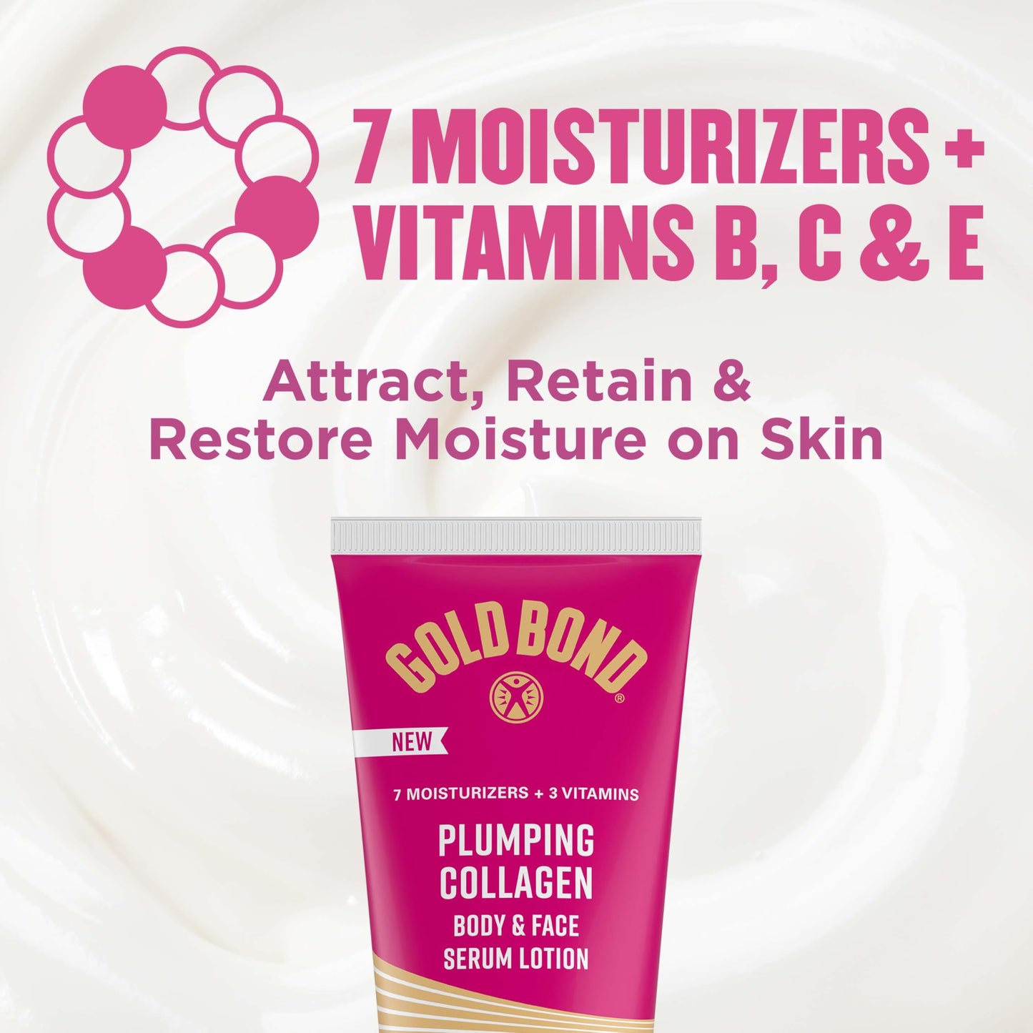 Gold Bond Plumping Collagen Body & Face Serum Lotion, Lightweight Hydrating Moisturizer with Collagen Peptide Complex