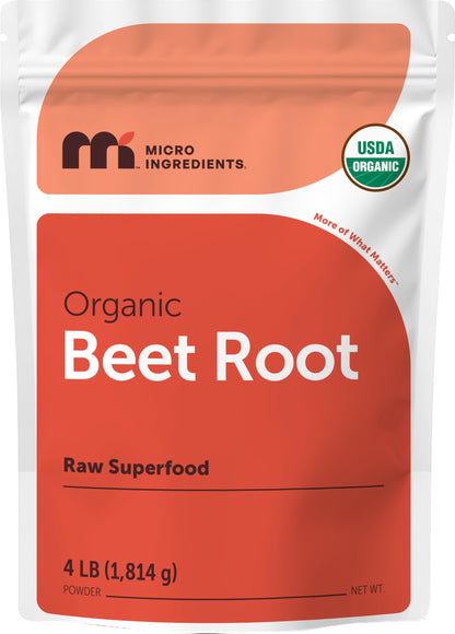 Micro Ingredients Organic Beet Root Powder, 4 Pounds | Cold Pressed, Water Soluble, High Concentrated Raw Beetroot Supplement | Natural Nitric Oxide Superfood Drink Mix