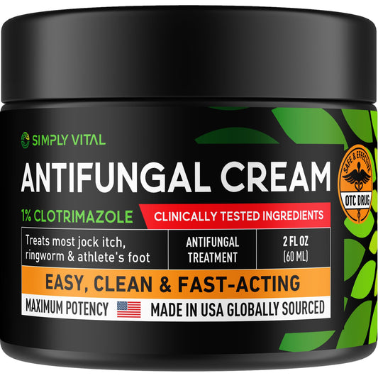 SimplyVital Clotrimazole Antifungal Cream - Treats Most Athlete’s Foot, Jock Itch, Ringworm, Clotrimazole 1% Anti Fungal Cream for Skin, Athletes Foot Treatment, Ring Worm Medication for Humans, 2 oz SimplyVital buy supplements Au