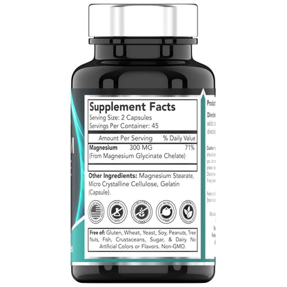 tnvitamins Magnesium Glycinate 300mg, 90 Capsules | High Absorption Chelated Magnesium for Sleep, Calm & Muscle Support* | Non-GMO, Gentle, Non-Laxative | TNVitamins tnvitaminsBuy Supplements Australia