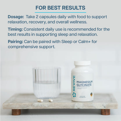 Revive MD Pure Magnesium Glycinate 200mg – High Absorption Supplement for Relaxation, Stress Relief, Sleep & Memory Support – Promotes Strong Bones