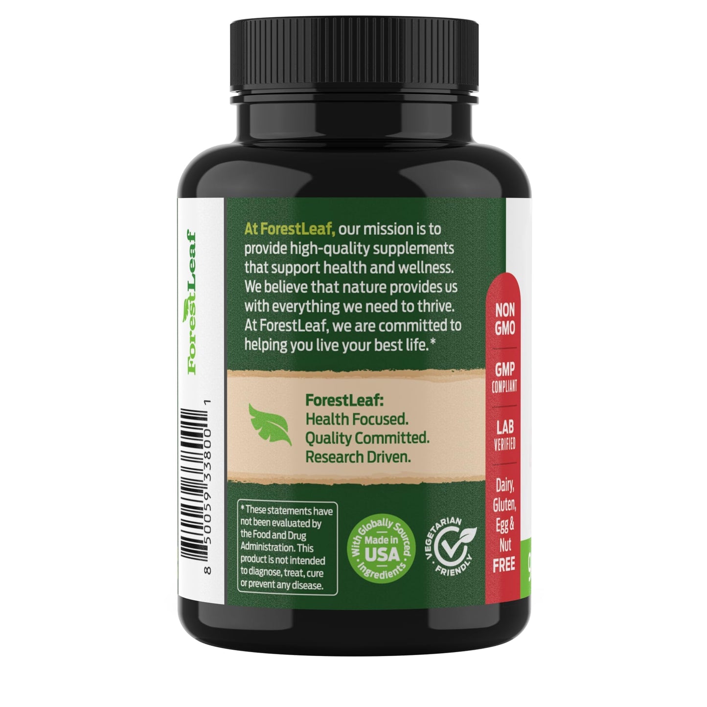 ForestLeaf Berberine Supplement - 1300mg per Serving - Ultra High Potency Berberine HCl with Ceylon Cinnamon, Bitter Melon & Gymnema