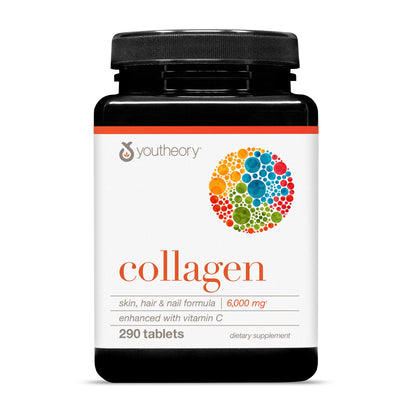 Youtheory Advanced Collagen - 6,000 mg Hydrolyzed Collagen Peptides - Includes Antioxidants & Contains Vitamin C - Hair Growth, Nails, Joint Health & Bone Support