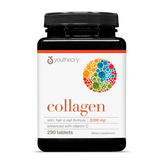 Youtheory Advanced Collagen - 6,000 mg Hydrolyzed Collagen Peptides - Includes Antioxidants & Contains Vitamin C - Hair Growth, Nails, Joint Health & Bone Support
