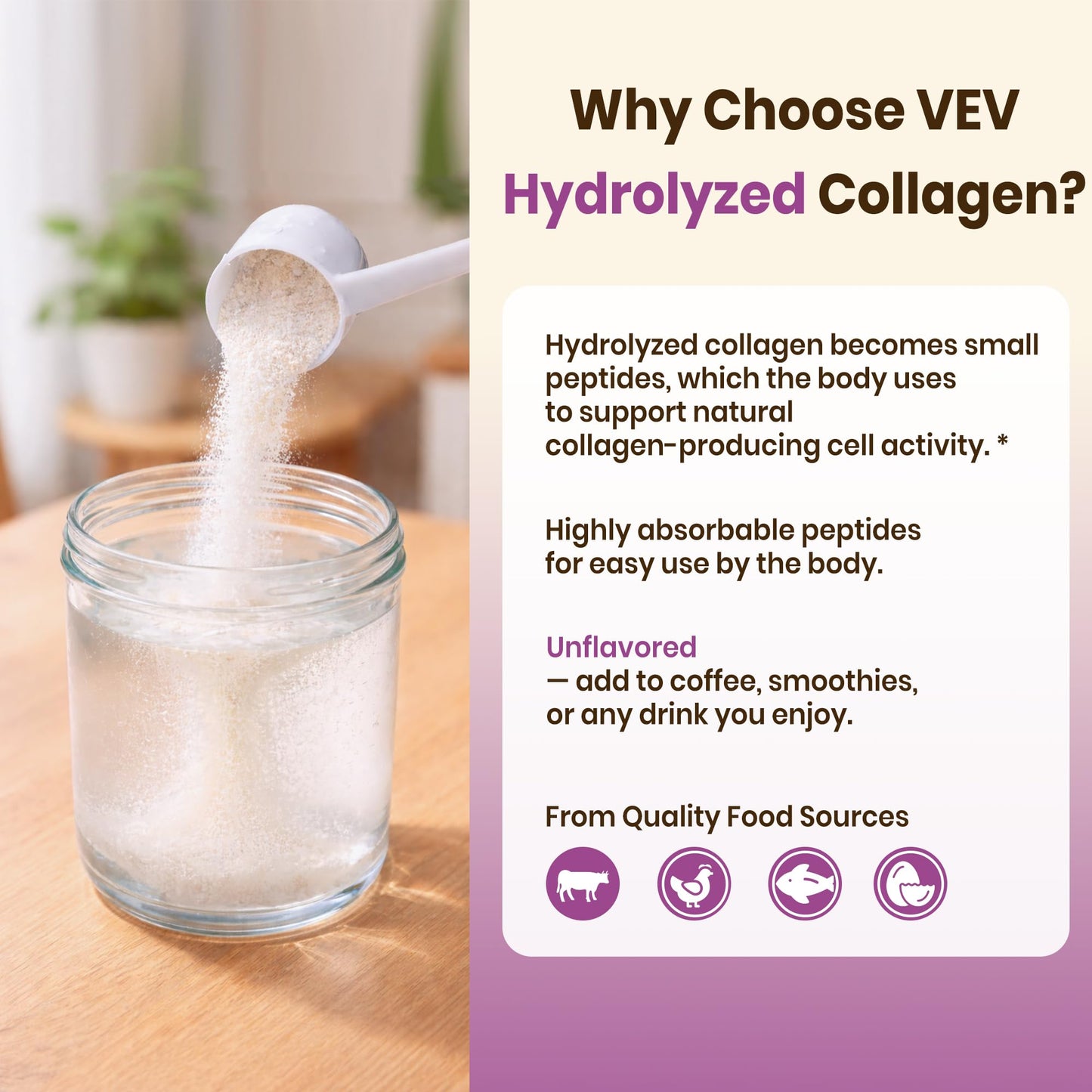 VEV Multi Collagen Peptides Powder, 16 oz (41 Servings) – Type I, II, III, V, X, Hydrolyzed Collagen, Hyaluronic Acid, Biotin, Vitamin C, Supports Skin, Unflavored, Dissolves Easily VEV buy supplements Au