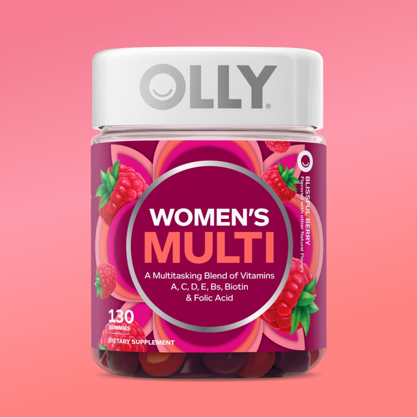 OLLY Women's Daily Multivitamin Gummy, Vitamins A, D, C, E, Biotin, Folic Acid, Adult Chewable Vitamin