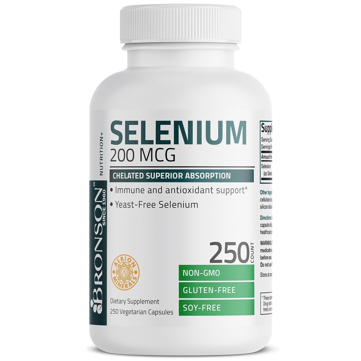 Bronson Selenium 200 mcg – Yeast Free Chelated Amino Acid Complex - Essential Trace Mineral with Superior Absorption