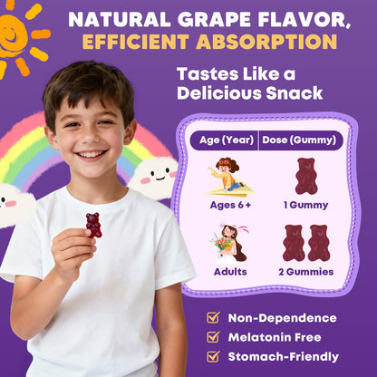 Sugar Free Magnesium Glycinate Gummies for Kids & Adults - Zzz Support, Relaxation & Cognition Support, 200/400mg Magnesium Gummies with L-Theanine, GABA, Calcium, B6, D3, C & K2, Grape Flavor, 60 Ct JIANKYTZBuy Supplements Australia