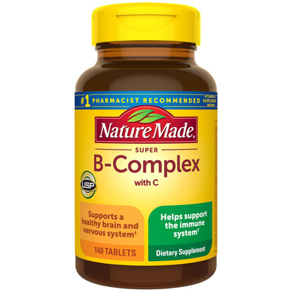 Nature Made Super B Complex with Vitamin C & Folic Acid, B Complex Vitamins for Women and Men, Dietary Supplement