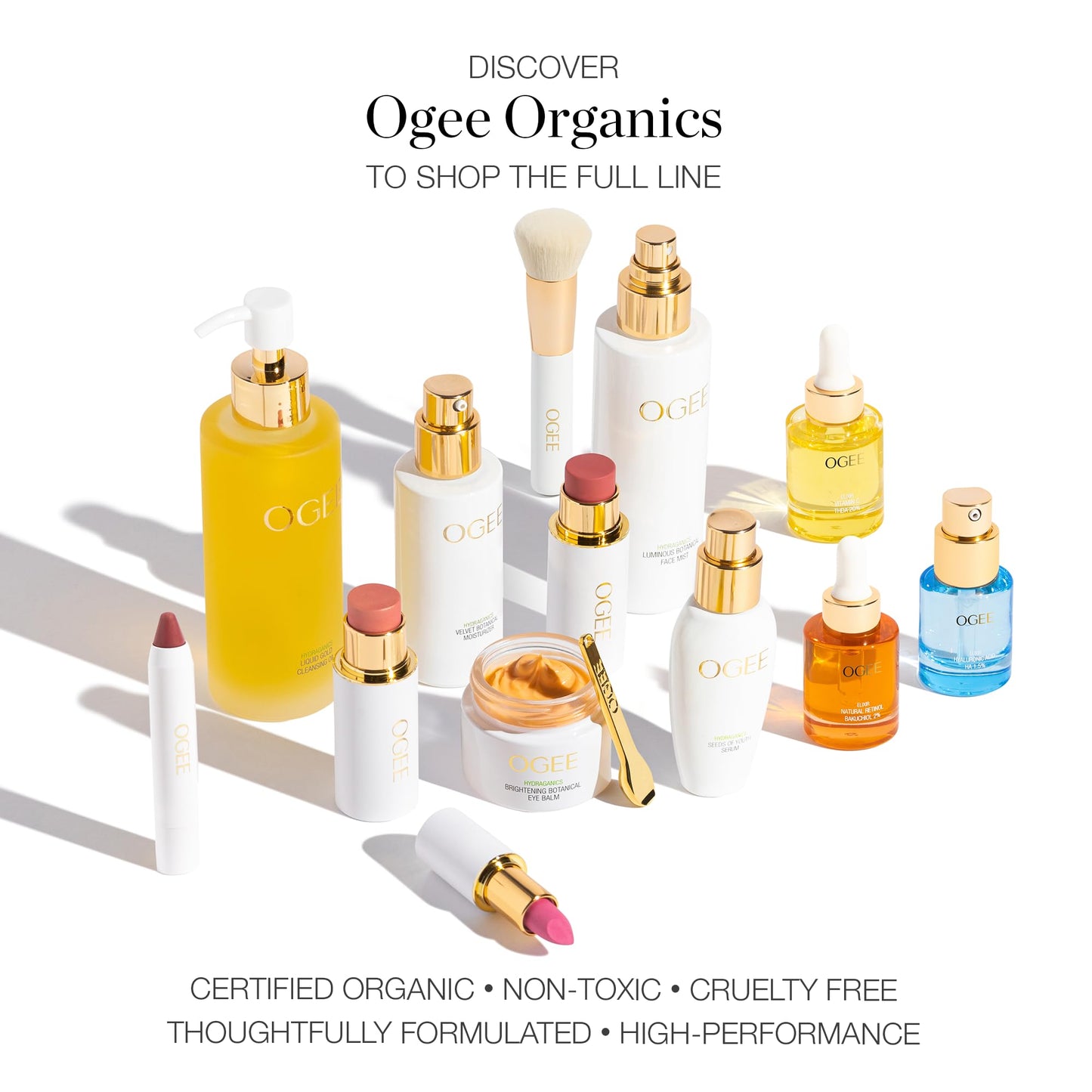 Ogee Face Stick Crystal Collection Trio - Contour Stick Makeup Collection - Certified Organic Contour Palette - Includes Bronzer Stick, Blush Stick & Highlighter Stick