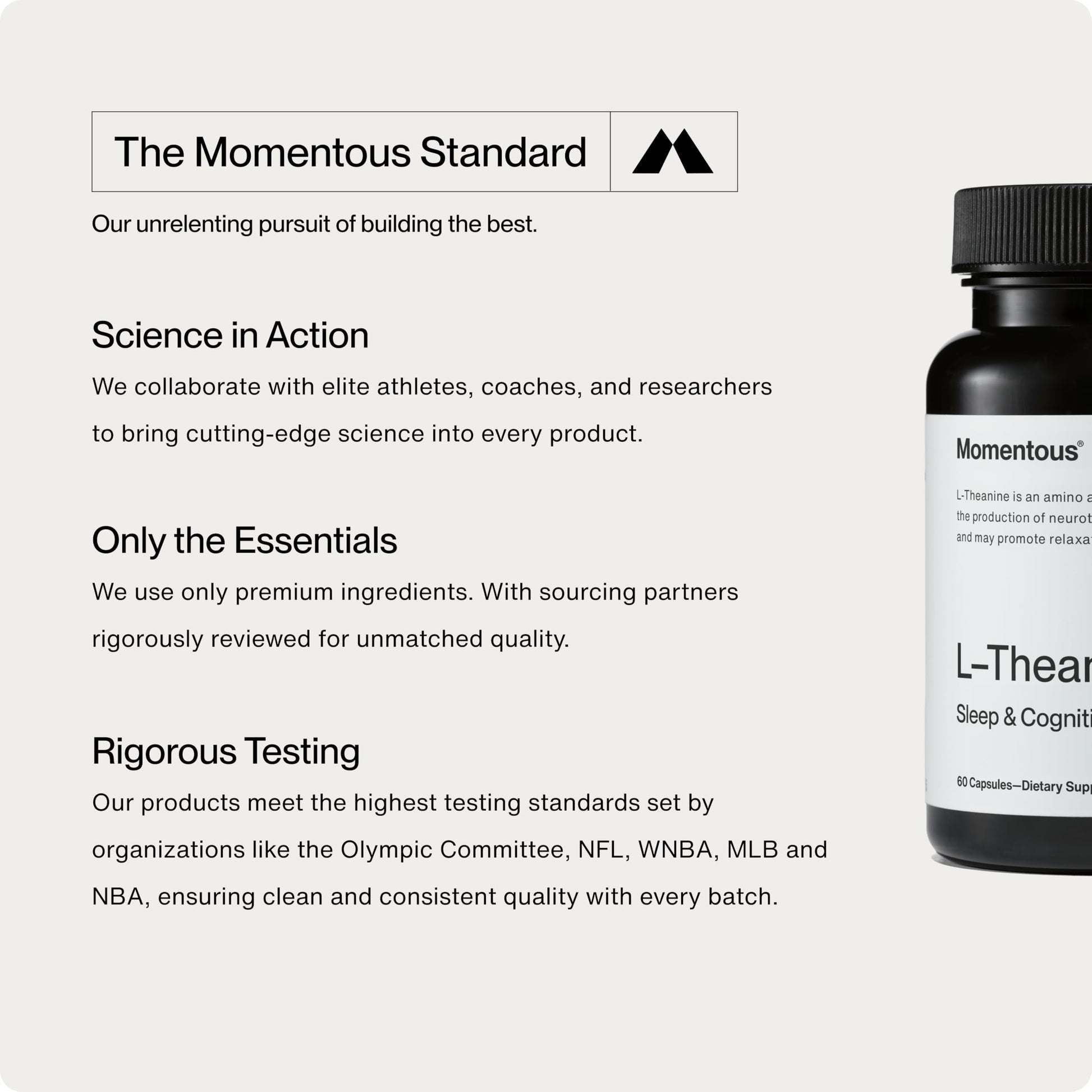 Momentous L-Theanine Supplement - 200 mg Capsules to Promote Relaxation & Focus - NSF Certified for Sport - GMO- & Gluten-Free - 60 Servings MomentousBuy Supplements Australia