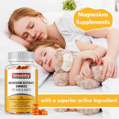 Magnesium Glycinate Gummies for Kids & Adults - Magnesium Glycinate 300mg Chewable Supplement - Promotes Sleep, Muscle, Relaxation (60Count) GREABBYBuy Supplements Australia