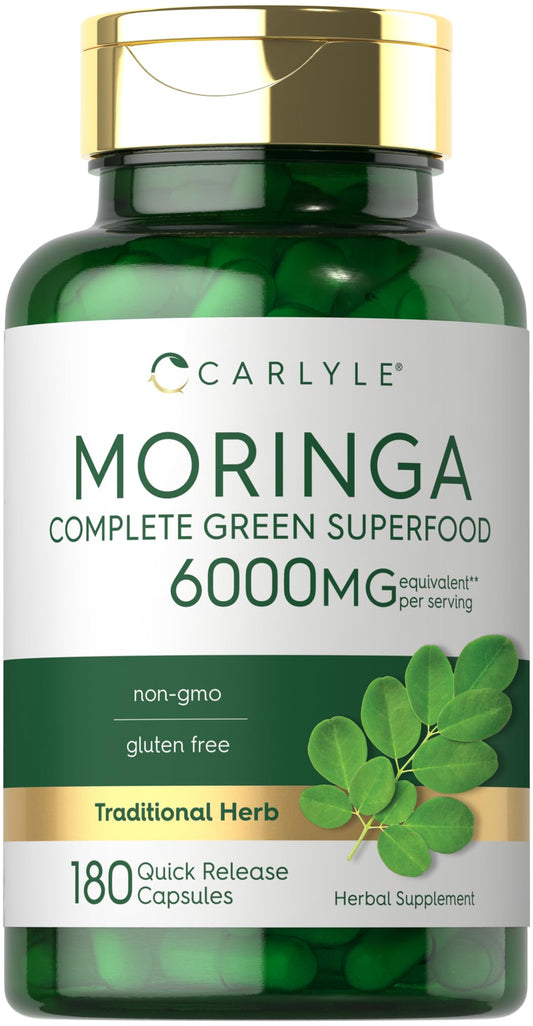 Carlyle Moringa Oleifera Supplement | 180 Capsules | Complete Green Superfood for Women and Men | Non-GMO and Gluten Free | from Moringa Leaf Powder CarlyleBuy Supplements Australia