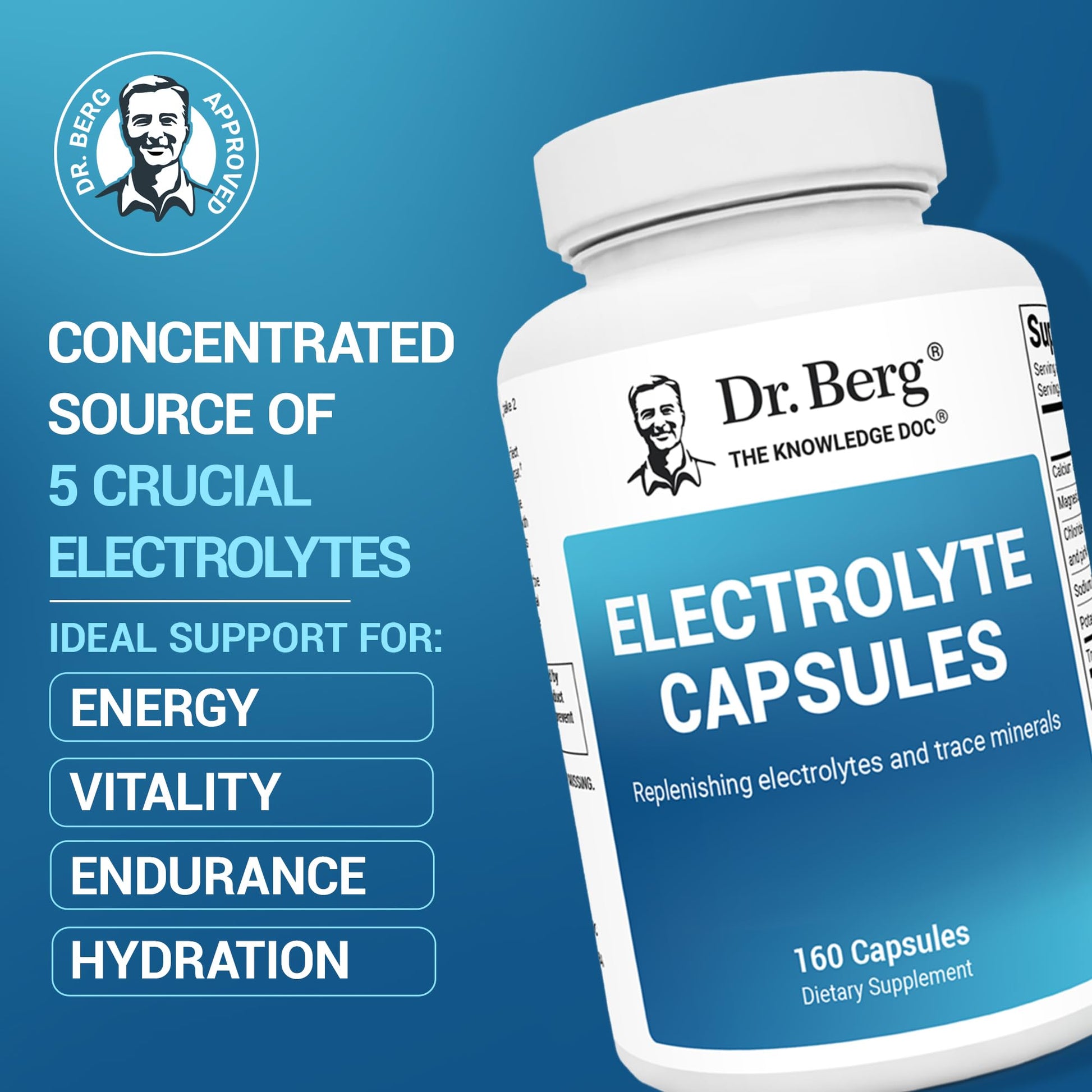 Dr. Berg Electrolyte Capsules - Electrolyte Supplements for Supporting Energy, Endurance, and Hydration - Sugar Free, No Maltodextrin, Keto Friendly - 160 Caps Dr. Berg NutritionalsBuy Supplements Australia