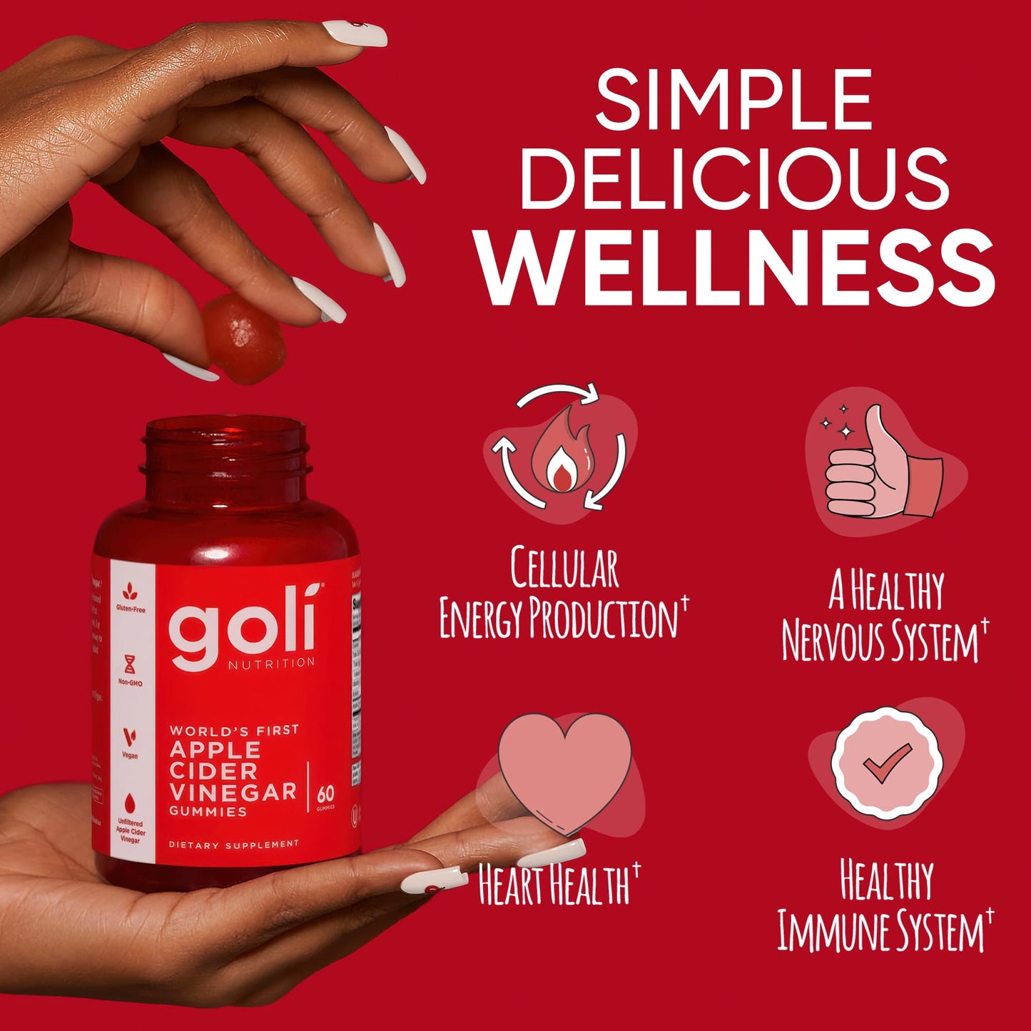 Goli Apple Cider Vinegar Gummies - Worlds First ACV Gummy with Vitamin B12, Beetroot & Pomegranate