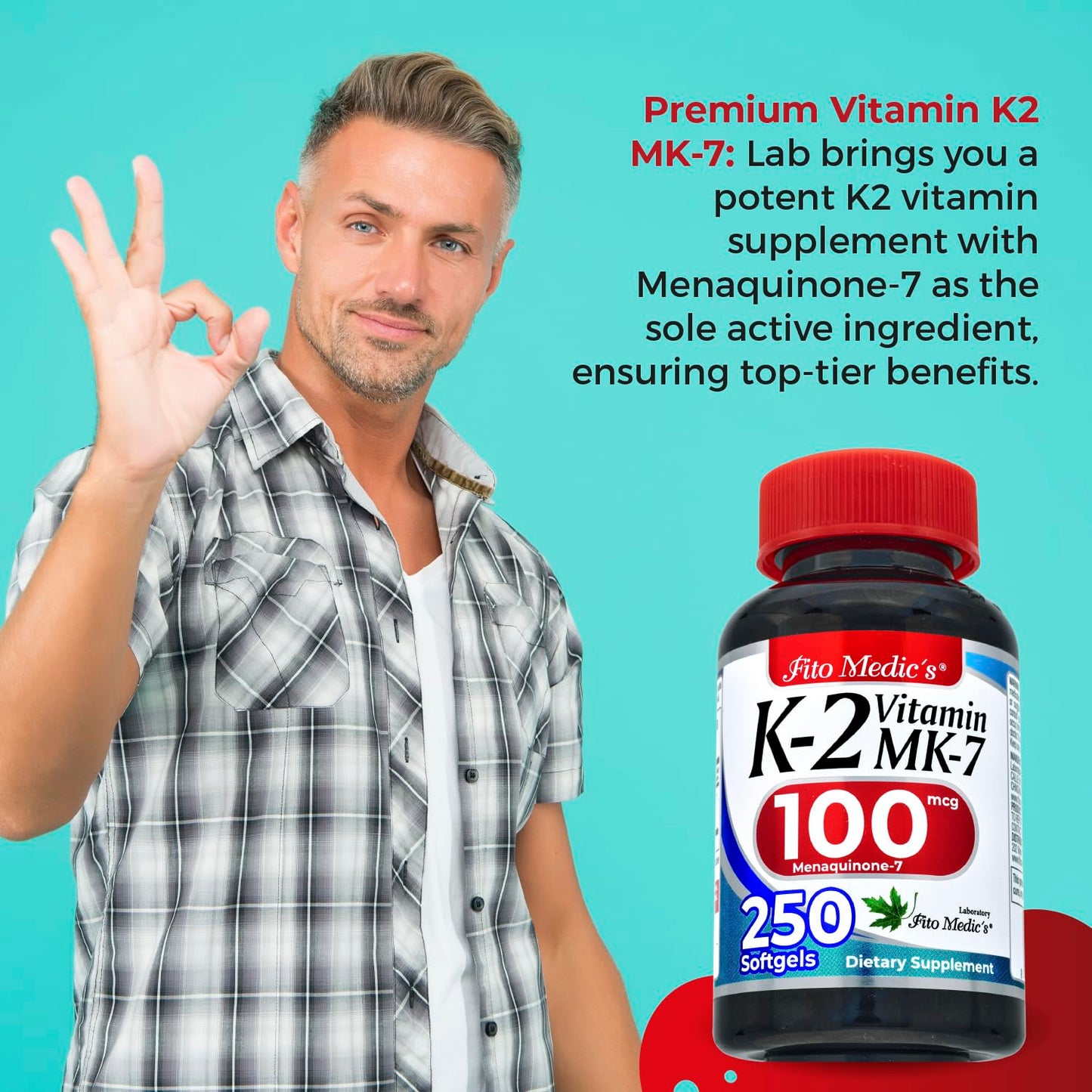 FITO MEDIC'S Lab | Vitamin k2 | k2 Vitamin Supplement | Vitamin k | 250 softgels | 100 mcg |