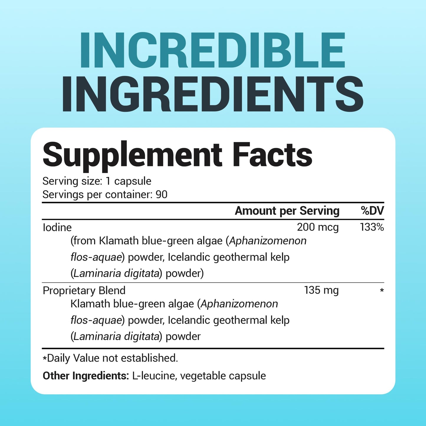 Dr. Berg Sea Kelp Enhanced Iodine - 200 mcg of Premium Iodine - Seaweed Blend Includes Klamath Blue-Green Algae & Sea Kelp - 90 Capsules Dr. Berg NutritionalsBuy Supplements Australia