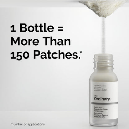 The Ordinary Sulfur 10% Powder-to-Cream Acne Spot Treatment Concentrate, Reduces Pimple Size and Zit Redness, 0.18 Oz