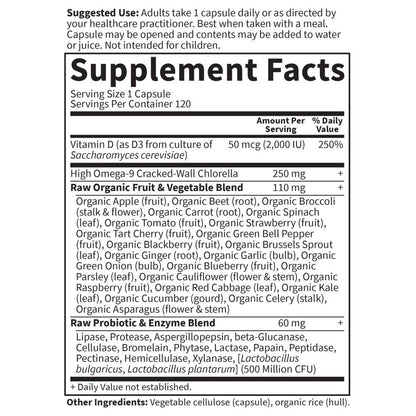 Garden of Life Vitamin D, Vitamin Code Raw D3, Vitamin D 2,000 IU, Raw Whole Food D3 Supplements with Chlorella, Fruit, Veggies & Probiotics