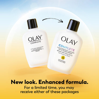 Olay Face Moisturizer, Complete with Sunscreen SPF 15, Daily Facial Lotion for Normal Skin, Lightweight Hydrating Broad Spectrum Sun Protection