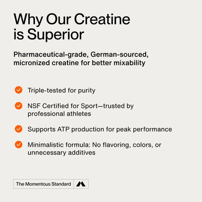 Momentous Creatine Monohydrate Powder - Creatine Powder - Supports Strength, Lean Muscle, & Recovery for Men & Women