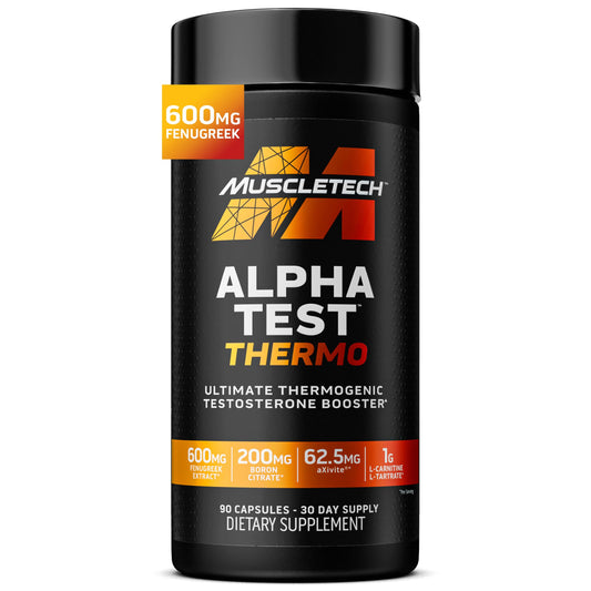 MuscleTech Thermogenic Booster for Men, AlphaTest Thermo - T-Boost Mens Supplement with Tribulus Terrestris - Male Gym Workout Supplements for Muscle Growth
