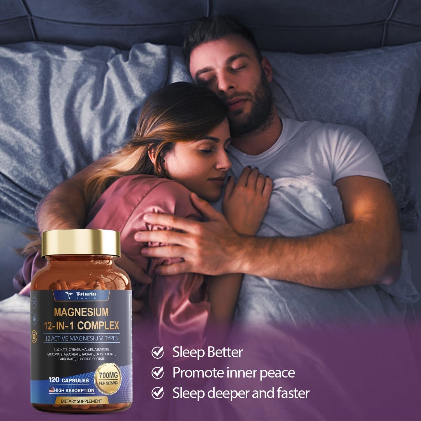 Totaria Magnesium Complex 700mg 12 in 1 Magnesium Supplement with Glycinate Citrate Malate Oxide Taurate Aspartate Orotate Magnesium Relaxation,Muscle,Heart Support, Vegan 120 Capsules TotariaBuy Supplements Australia