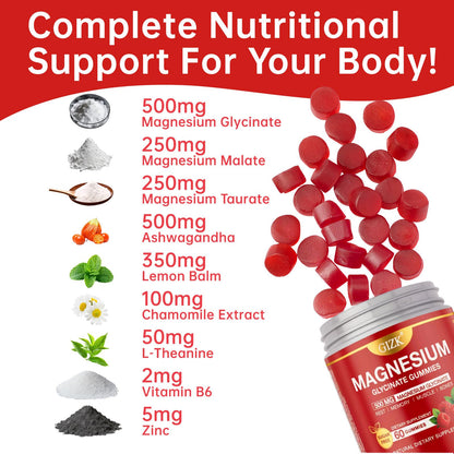 Magnesium Glycinate Gummies 500mg – Sugar Free Magnesium Gummies for Sleep, Stress, Muscle & Nerve Support – for Adults & Kids 4+, Vegan, No Melatonin (Raspberry Flavor, 60 Count) SAYIDONBuy Supplements Australia