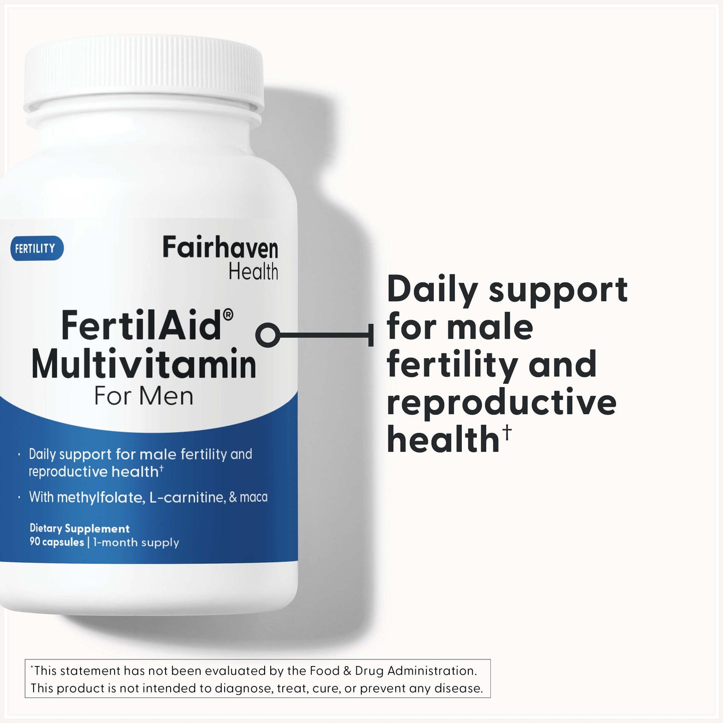 Fairhaven Health FertilAid for Men | Male Fertility Supplement for Count and Motility | Pre-Conception Support with L-Carnitine, CoQ10, Maca and Zinc | 90 Capsules | 3 Month Supply Fairhaven HealthBuy Supplements Australia