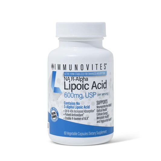 IMMUNOVITES Stabilized R-Alpha Lipoic Acid ((True)) 600mg per Serving [[High Potency & up to 40x Increased Absorption]]
