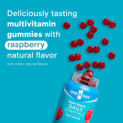 One A Day Teen Boy’s Daily Essentials Multivitamin Gummies, Teen Boy Vitamins with Vitamin C, Vitamin D, Bone Health, Immune Health