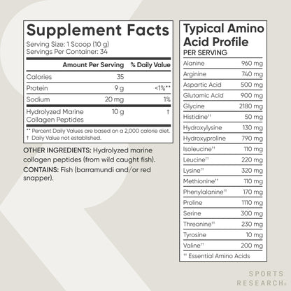 Sports Research Marine Collagen Peptides Powder - Sourced from Wild-Caught Fish, Pescatarian Friendly, Keto Certified & Non-GMO Tested - Easy to Mix in Water or Juice! (34 Servings) Sports Research buy supplements Au