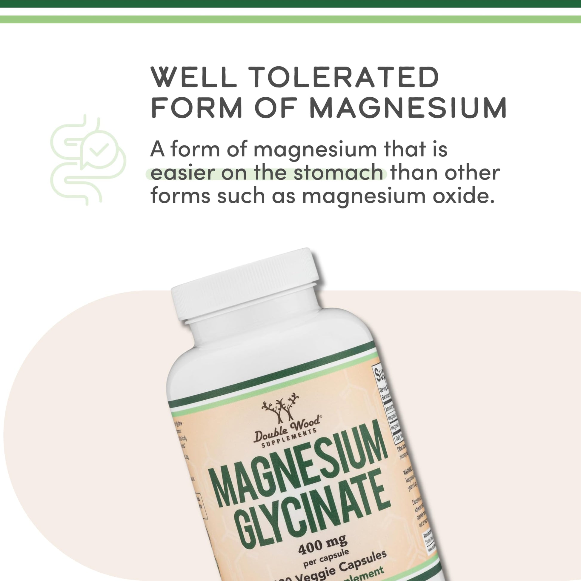 Magnesium Glycinate 400mg | 180 Capsules | Sleep, Muscle, & Heart Support | Vegan, Third Party Tested, Gluten Free, Non-GMO, by Double Wood Supplements Double Wood SupplementsBuy Supplements Australia