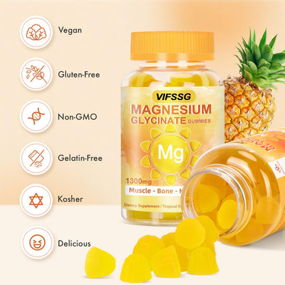 VIFSSG Magnesium Glycinate Gummies 500 Mg, Triple Magnesium Complex Sugar-Free Gummies with Malate 400 Mg, Citrate 400 Mg, Magnesium Supplement Chewable for Women & Men Vegan, Organic 60 Count VIFSSGBuy Supplements Australia