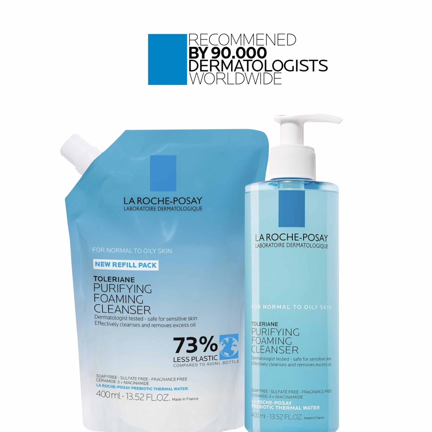 La Roche-Posay Toleriane Purifying Foaming Facial Cleanser, Niacinamide + Ceramides + Prebiotic Thermal Water, Oil Free Face Wash For Oily Skin, Pore Cleanser