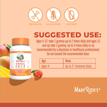 MaryRuth Organics Vegan Omega 3 6 7 9 Gummies | Up to 4 Month Supply | Omega 3 Supplement with Flaxseed Oil | Omega 3 Gummies