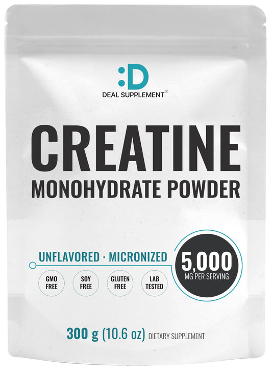 DEAL SUPPLEMENT Instant Creatine Monohydrate Powder, 5g Per Serving – 60 Servings | Micronized, Unflavored, Fast Absorbing Formula