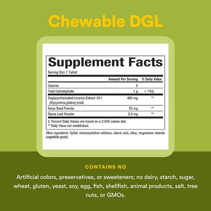 Natural Factors DGL Chewable - Digestive Support Supplement with Licorice Root Extract - Chewable Tablets Support Stomach Lining & Health - Non-GMO & Gluten-Free
