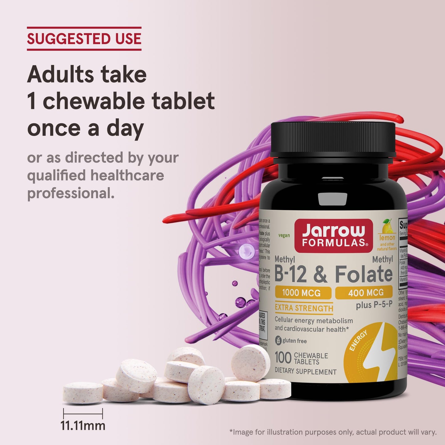Jarrow Formulas Methyl B-12 & Methyl Folate, Bioactive Vitamin B9 & Vitamin B12 Supplement, Supports Cellular Energy Production, Healthy Brain Function & Metabolism