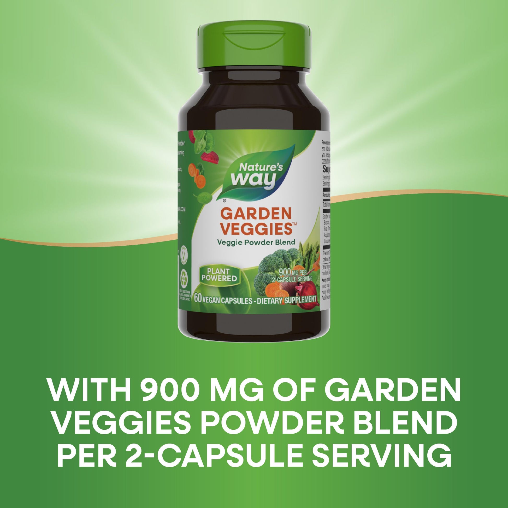 Nature's Way Garden Veggies, Veggie Powder Blend, 900 mg per 2-Capsule Serving, 60 Vegan Capsules (Packaging May Vary) Nature's WayBuy Supplements Australia