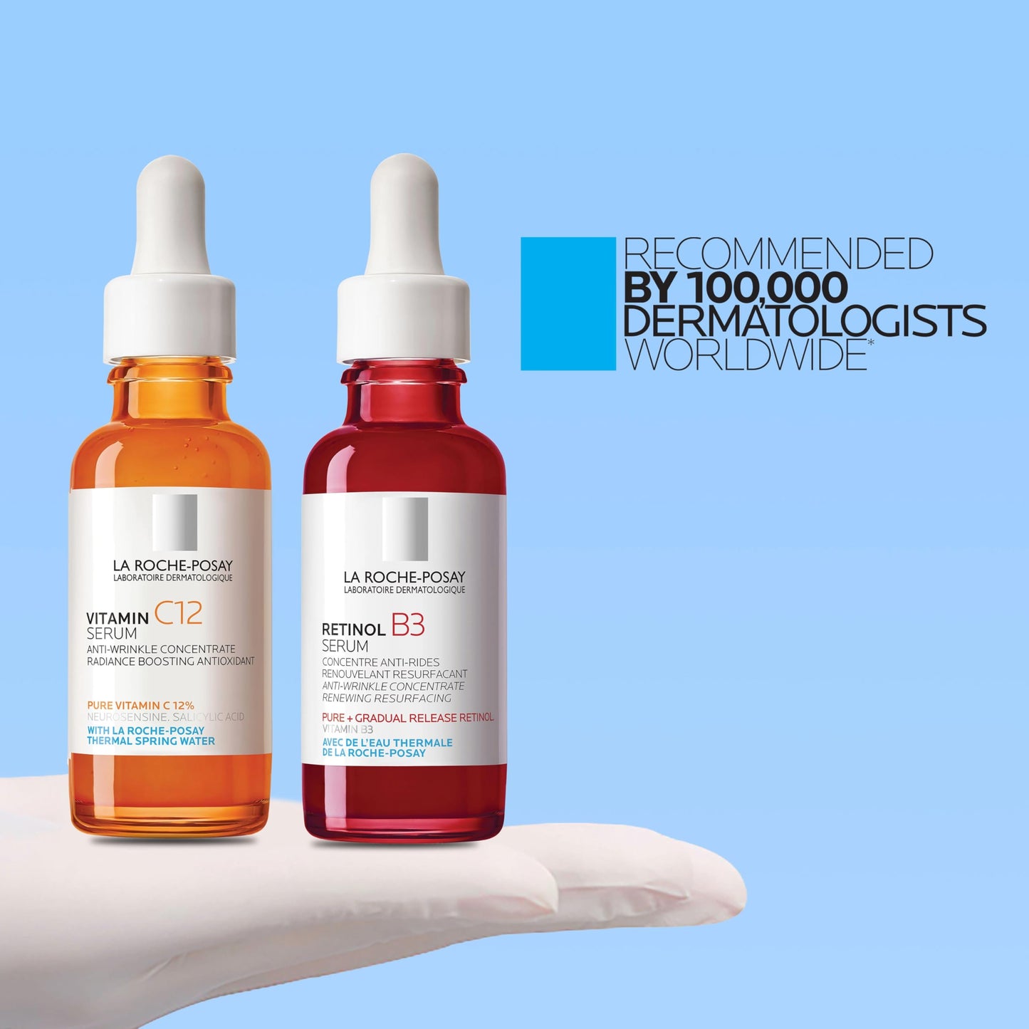 Bundle of La Roche-Posay Pure 10% Vitamin C Serum+ La Roche-Posay Pure Retinol Face Serum for Lines, Wrinkles & Premature Sun Damage to Resurface