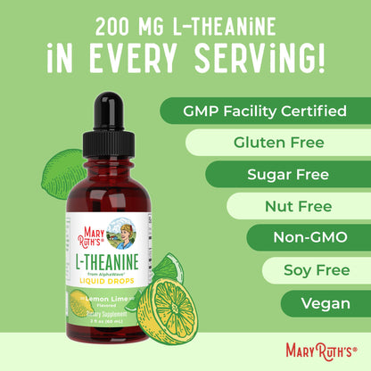 MaryRuth's L Theanine 200mg Liquid Drops | Mood Support for Adults & Kids | Focus Supplement | Natural Sleep Support | Vegan