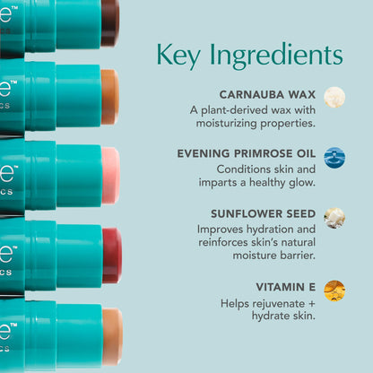 Thrive Causemetics Triple Threat Color Stick: Cream Blush Stick with Vitamin E, Evening Primrose Oil, Waterproof Smudge Proof Face Makeup Formula, Dionne (Brick Red Shimmer)