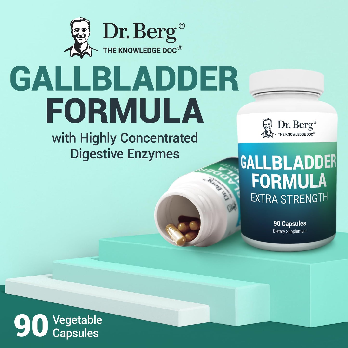 Dr. Berg Gallbladder Formula Extra Strength - with Ox Bile Powder and Conjugated Bile Acid - Digestive Enzymes Proprietary Blend - Full 45-Day Supply - 90 Vegetable Capsules Dr. Berg NutritionalsBuy Supplements Australia